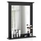 Black Wall-Mounted MDF Bathroom Mirror with Shelf Space-Saving and Stylish Design